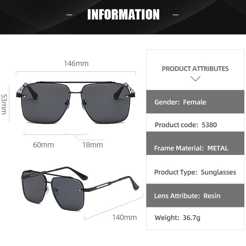 Vintage Pilot Sunglasses Men 2023 Fashion Gradient Driving Goggle New Punk Square Sun Glasses For Men Oculos De Sol Shades UV400